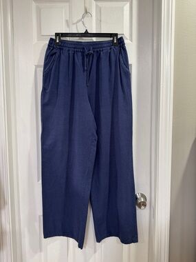 Wide Leg Drawstring Pants in Navy